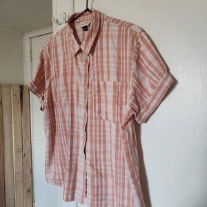 Plaid button down Tee